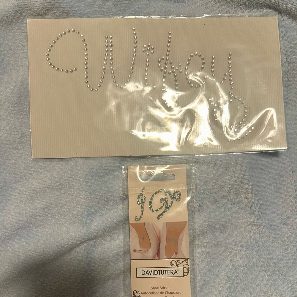 David Tutera blue “ I do”Shoe Sticker and rhinestone Wifey iron on patch